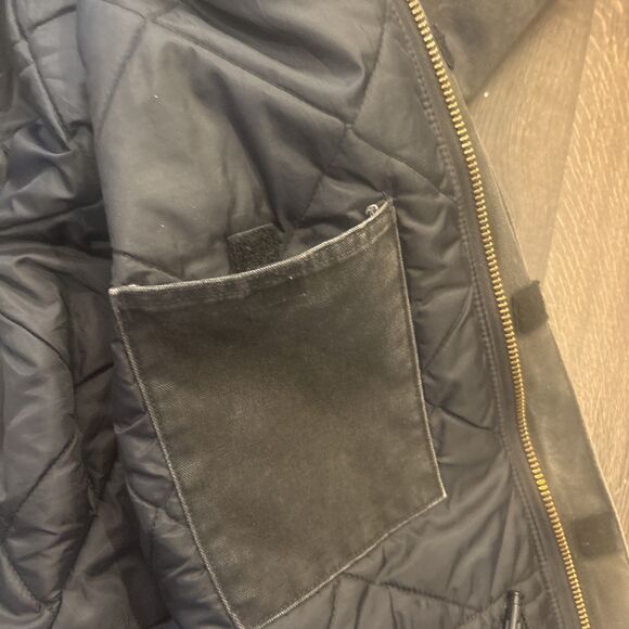VTG Y2K Carhartt Mens XL Detroit Black Charcoal Duck Canvas Coat Quilt Lining - Picture 15 of 16
